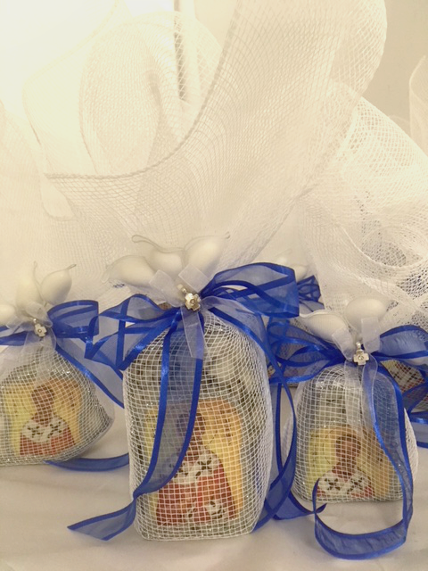 Greek favors with an icon of saint nickolas.