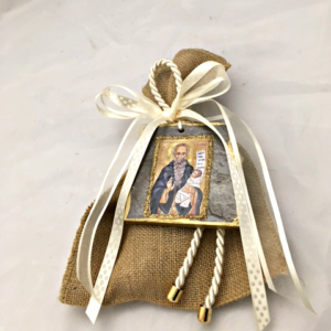 baptism favors with handmade icon of Saint Stylianos