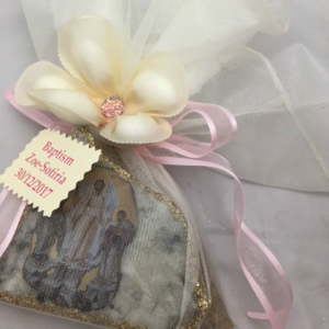 girl baptism favor with religious hand made icon